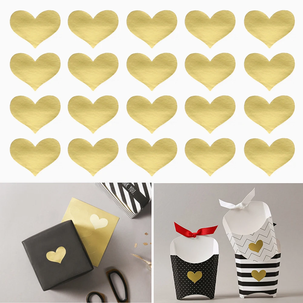 240Pcs/10 Sheets Golden Heart Gold Handmade Cake Candy Packaging Sealing Label Sticker Baking DIY Gift Party Stickers