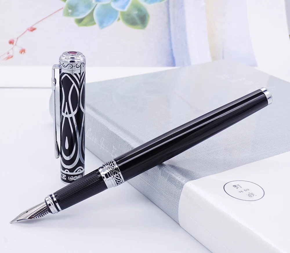 Duke Noble Ruby Vulpen Iridium Medium Nib Voor Schrijven, Black & Silver Cap Business Office Home Schoolbenodigdheden