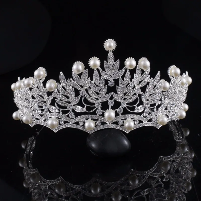 Crystal Pearl Crowns Rhinestone Tiara Brides Hairband Hair Jewelry Princess Crown Fashion Wedding Hair Accessories