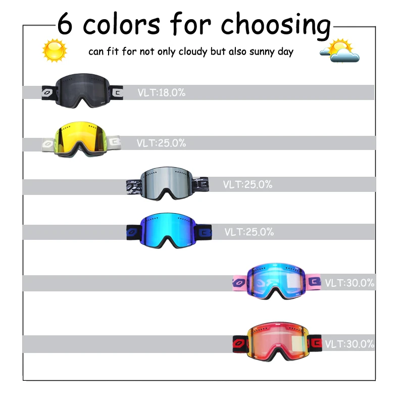 2018 nouvelles lunettes de Ski magnétiques Double couche lunettes d\'alpinisme UV400 Anti-buée lunettes de Ski hommes femmes lune