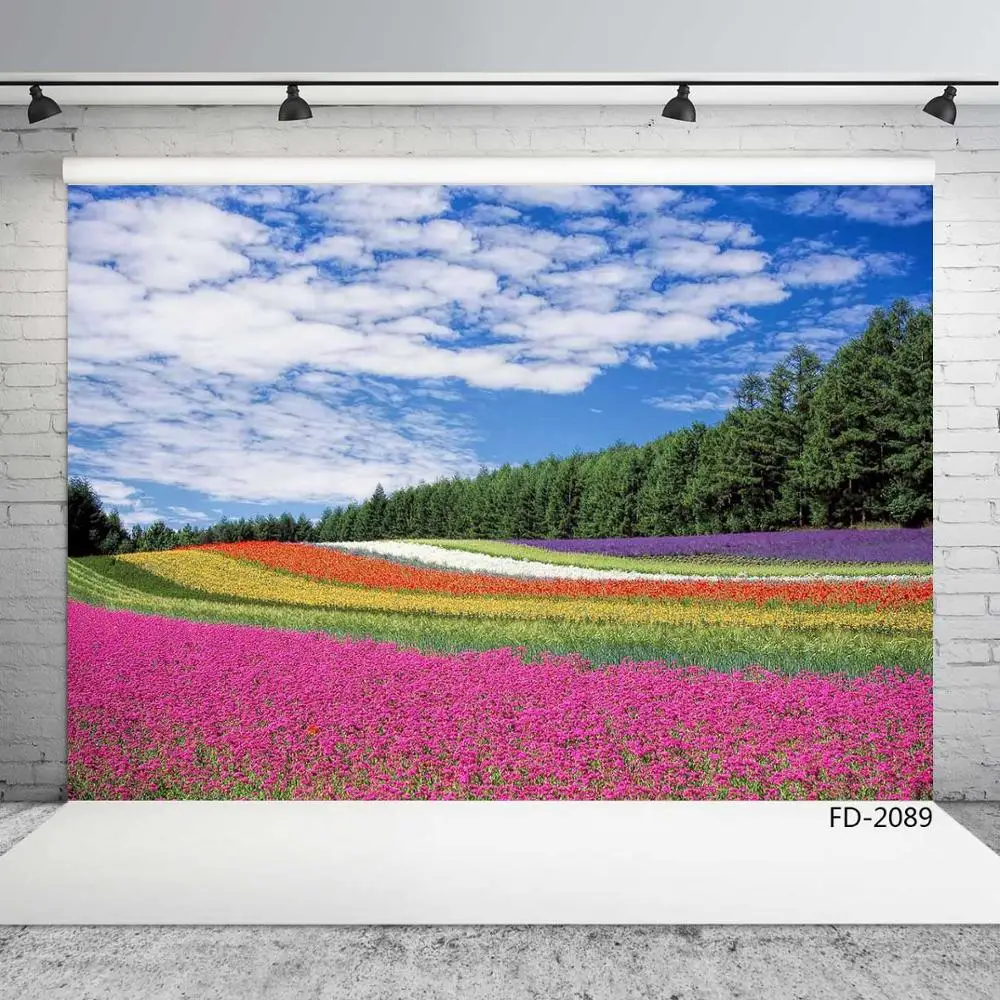 Flowers Fields Spring Photography Backgrounds Customized Photographic Backdrops For Photo Studio Children Portrait Photocall