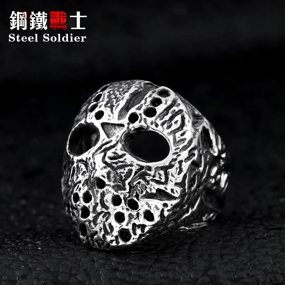 steel soldier Excellent Wholesale cheap Jason jewelry Mens Stainless personality ring index finger exaggerated ring