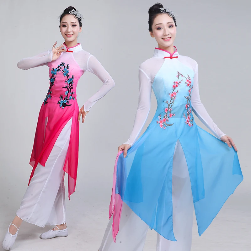 Chinese stijl Hanfu klassieke dans kostuums volwassen vrouwelijke fan dance Yangko dans nationale dans prestaties kleding