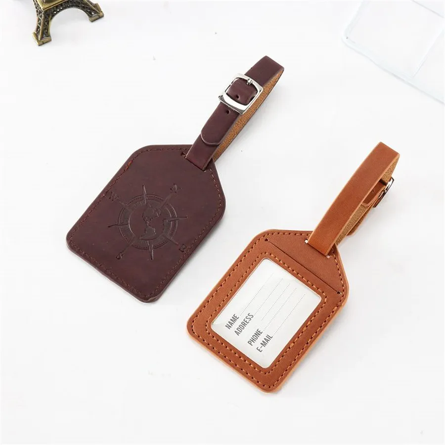 Compass Leather Suitcase Luggage Tag Label Bag Pendant Handbag Travel Accessories Name ID Address Tags