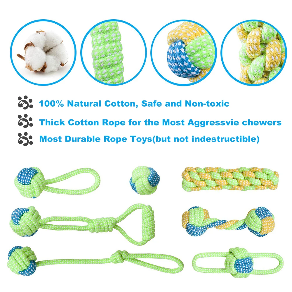 Dog Toy Rope Ball Toy for Small Medium Dogs Outdoor Training Toy for Dogs Teeth Cleaning Tug Toy Interactive Knot Rope TY0078