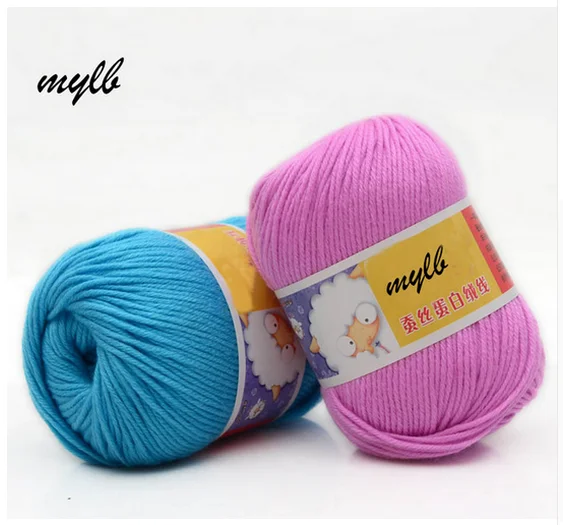 mylb 10balls=500g Wholesale Soft Silk Fiber Cashmere Yarns For Kids Eco-friendly Dyed Baby Wool Yarn For Knitting Yarn