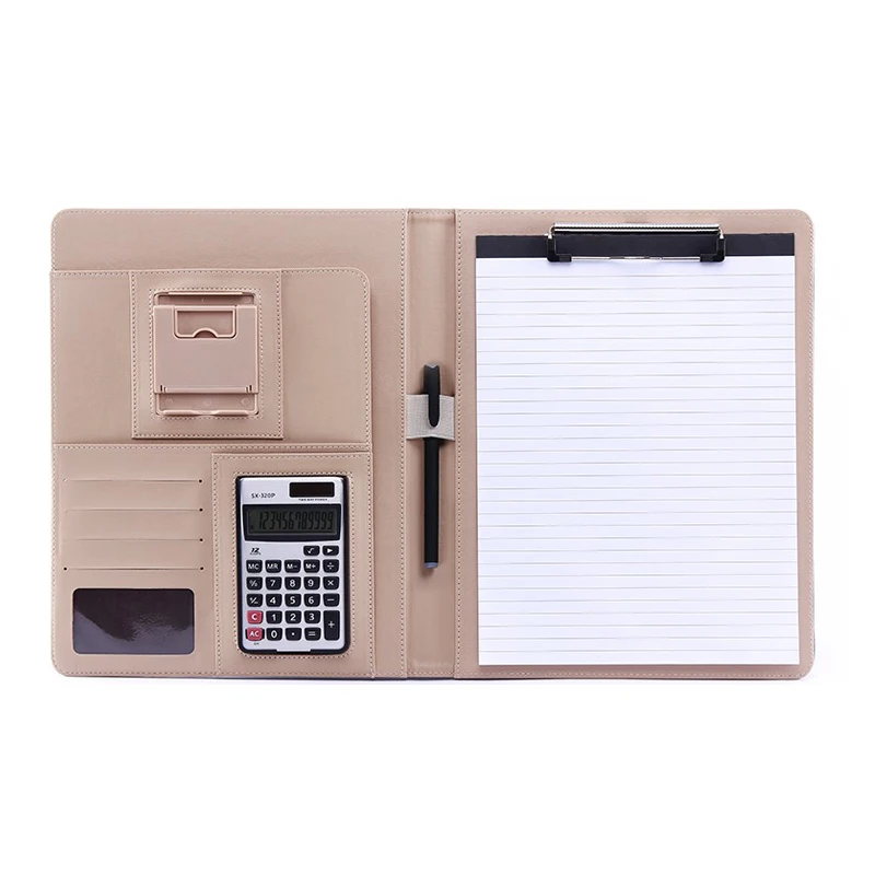 A4 PU Leather Folder Padfolio job executive Multi-function Office Organizer Planner Notebook School Office Folder for Documents