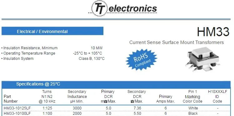 Original new 100% HM33-10100LF SMD miniature EE5.0 1:1006A 2MH precision current transformer detection transformer