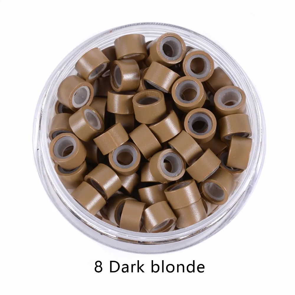 1000 Pcs 5.0mm*3.0mm*3.0mm Microring Con Vite, Silicone Micro Rings/Beads for Hair Extensions 9 Colors Optional