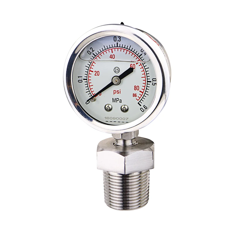 Manometer 3/4in. NPT Male Threaded Daiphragm Pressure Gauge-SS304 Stainless Steel Membrane Gauge