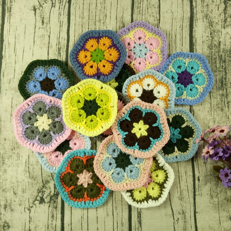 Original 11cm Hand Crochet Doilies Pad Handmade Flowers Cup Mat Photo Props Decorative Placemat DIY Clothes Accessory 30pcs/lot