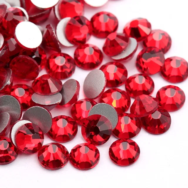 Large Packing Light Siam Red Non HotFix Rhinestone Flatback Glass Crystal Glitter Strass 3D Nail Art Stone for Nails Shoes Bags