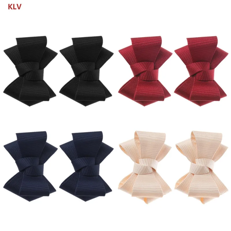 KLV 2Pcs DIY Bowknot Patches Shoe Clothes Applique Shoe Decoration Accessories Embroidery