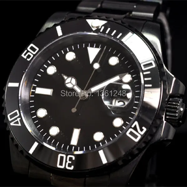 

40mm parnis PVD Ceramic Bezel luminous sapphire glass automatic movement mens watch 067