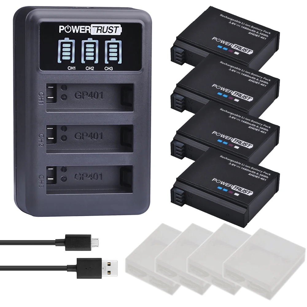 1680mah AHDBT-401 Üteg számára profivá Dalia 4 Üteg AHDBT401 AHDBT 401 + ledes 3-port USB töltő számára profivá hero4 HERO4 camer