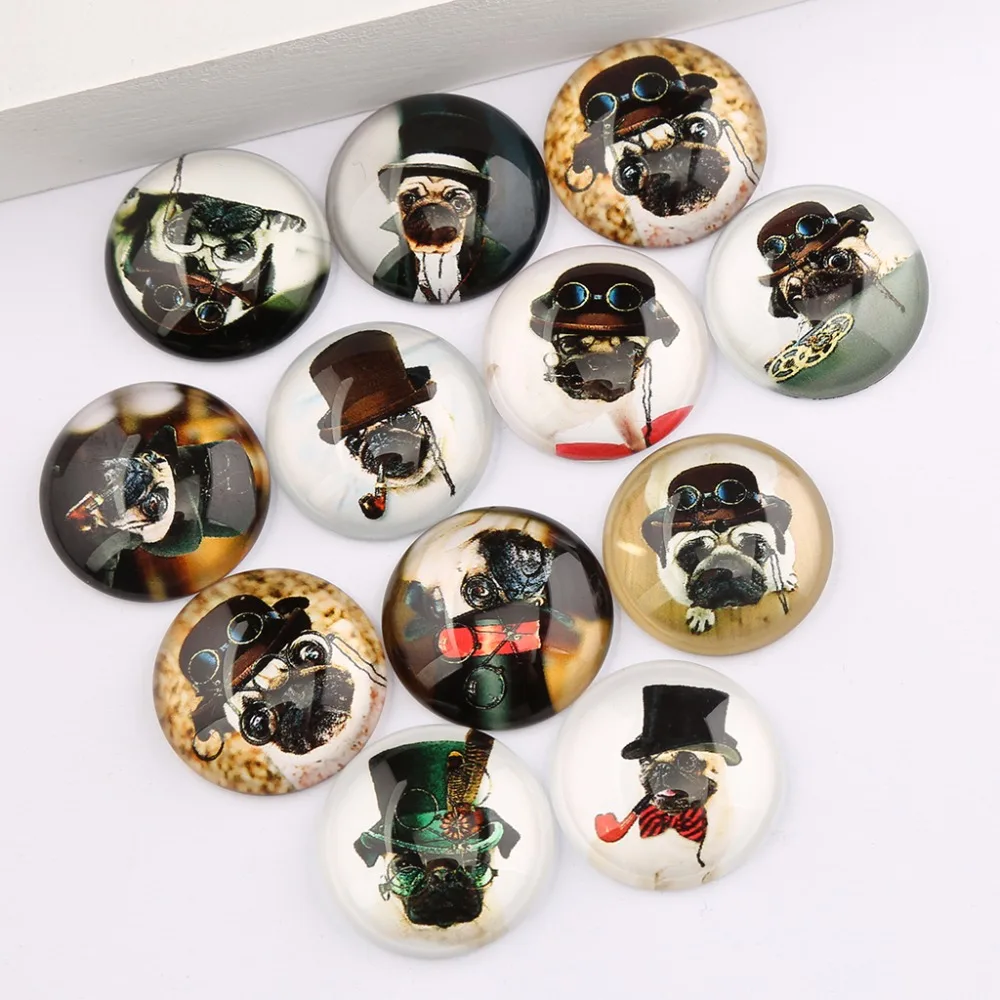 onwear 20pcs mix steampunk dog photo glass cabochon 25mm 20mm round dome diy jewelry findings for pendants necklace