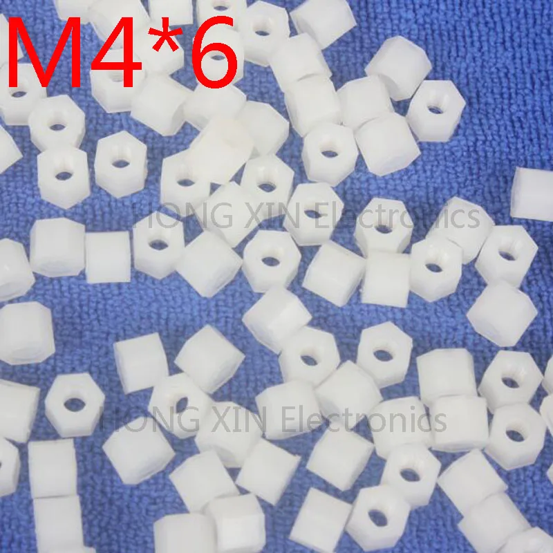 M4*6 white 1pcs Nylon Standoff Spacer Standard M4 Plastic Female-Female 6mm Standoff Repair accessory High Quality