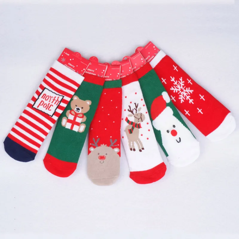 Baby Cotton Socks Christmas Design Baby Girls Socks Cartoon Casual Baby Boy Children\'s Christmas Socks 6 Style