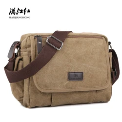 Bolsas de ombro de lona multifuncionais para homens, bolsa tiracolo pequena, bolsa mensageiro casual masculina, bolsa de lazer vintage