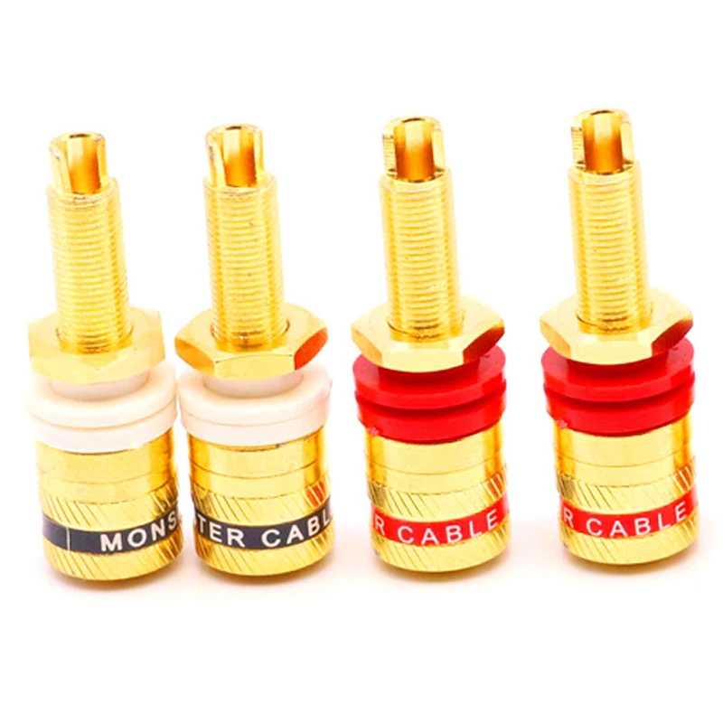 Hifi audio 4mm Banana Socket Gold Plated Binding Post Nut Banana Plug Jack Connector