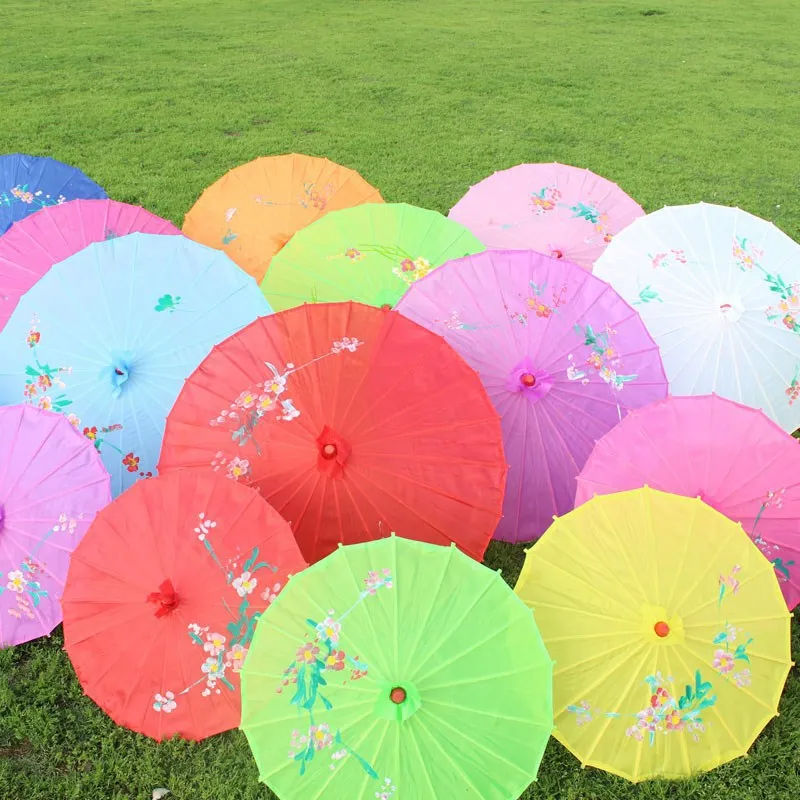 100pcs Colorful hand-painted Flowers wedding silk cloth parasol Chinese umbrella For Wedding party wa4130