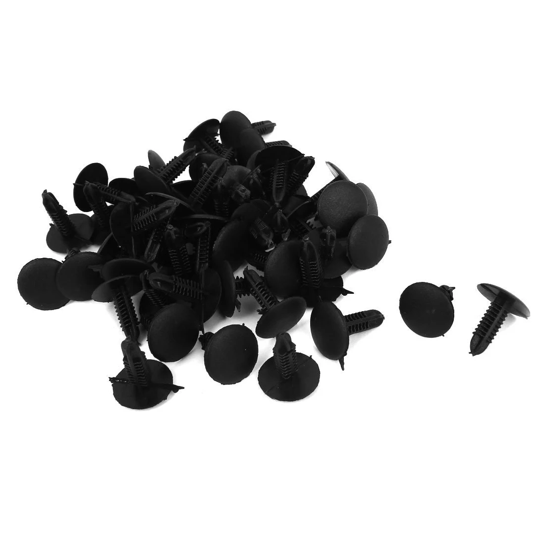 AUTO -5mm x 5mm Hole Dia Black Plastic Rivets Fastener Push Clips 48 Pcs