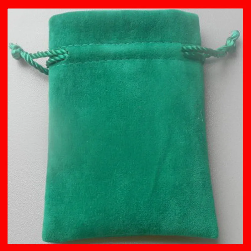 (500pcs/lot)  7X9cm small green velvet drawstring gift bags for jewelry shopping