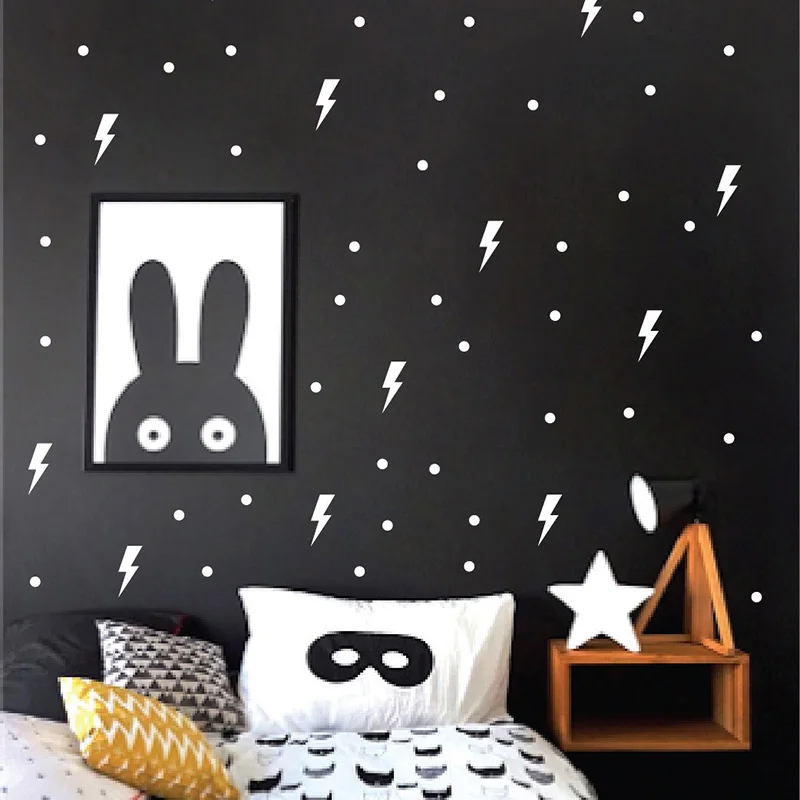 Super Lightning Decorative Stickers Wall Sticker For Kids Room Baby Boy Room Wall Decal Stickers Nursery Bedroom Home Decor