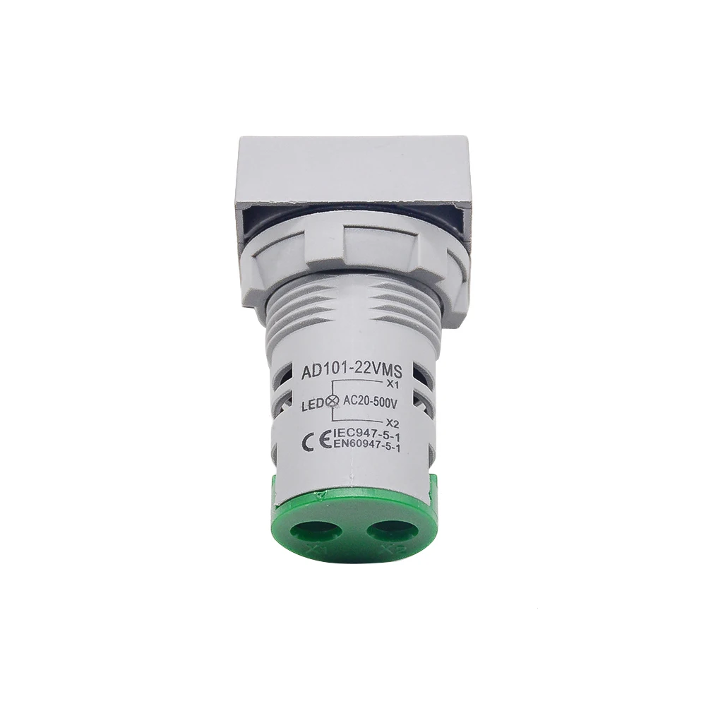 22MM Measuring range AC 12-500V Voltmeter Square Panel LED Digital Voltage Meter Indicator Light Output voltage AC22-500V