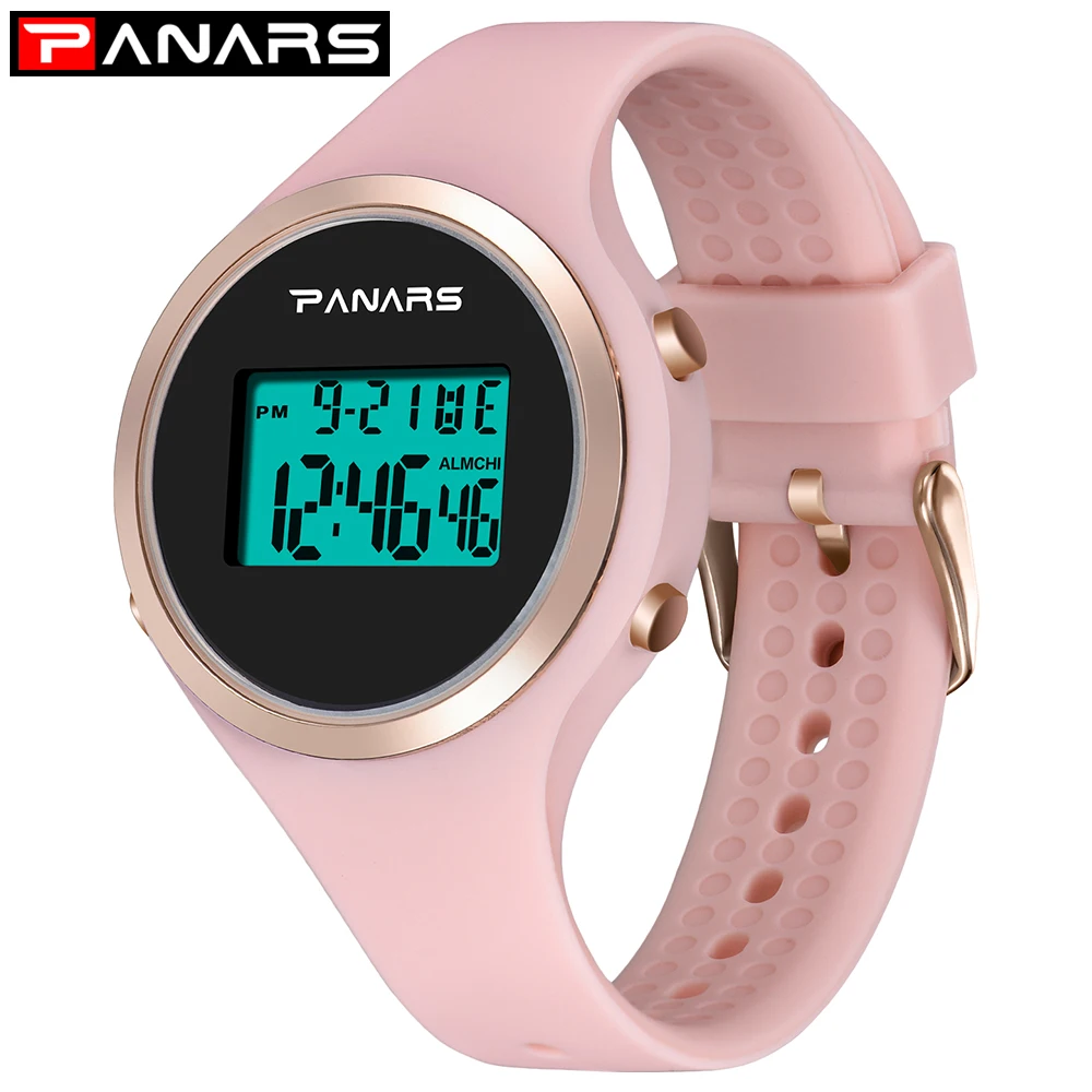 PANARS Women Men\'s Luminous Watches Electronic Digital Waterproof Watch Fashion Simple Silicon Belt Students Kids Watch 8122