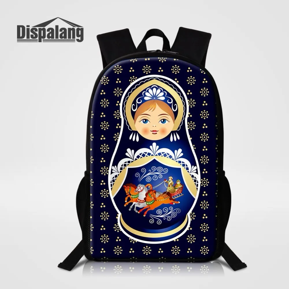 

Simple Large-Capacity School Backpack For Girls New Women's Travel Shoulder Bag Russian Matryoshka Doll Schoolbag