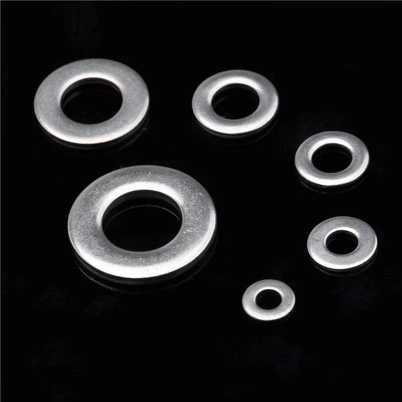 105PCS M3/M4/M5/M6/M8/M10 304 Stainless Steel Washers Plain Washers Metric Flat Gasket Kit Assortment for Hardware 6Sizes
