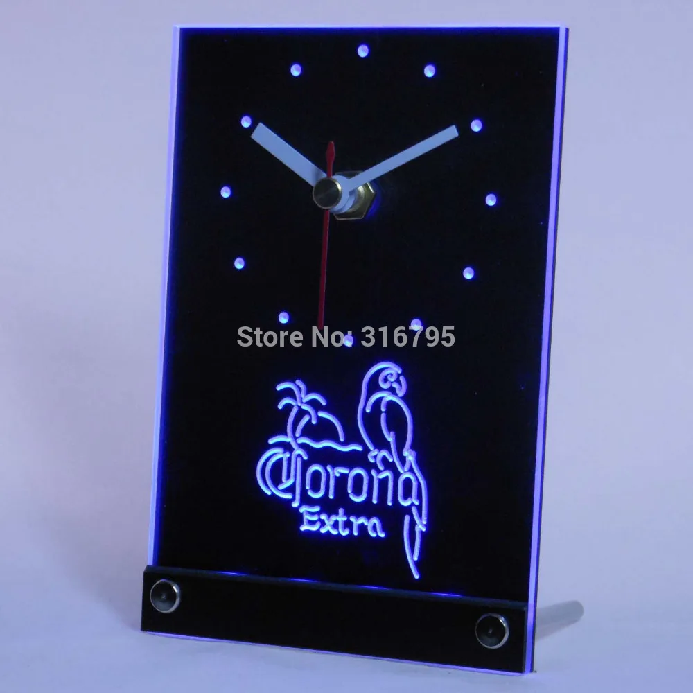 tnc0106 CORONA Extra Parrot Beer 3D LED Table Desk Clock