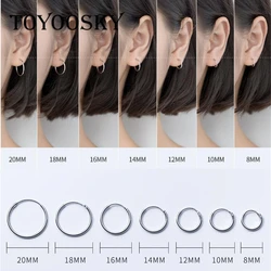 925 Sterling Silver Simple Ear Bone Hoop Earrings For Women Mini Small 8mm 10mm 12mm Buckle Round Circle Jewelry