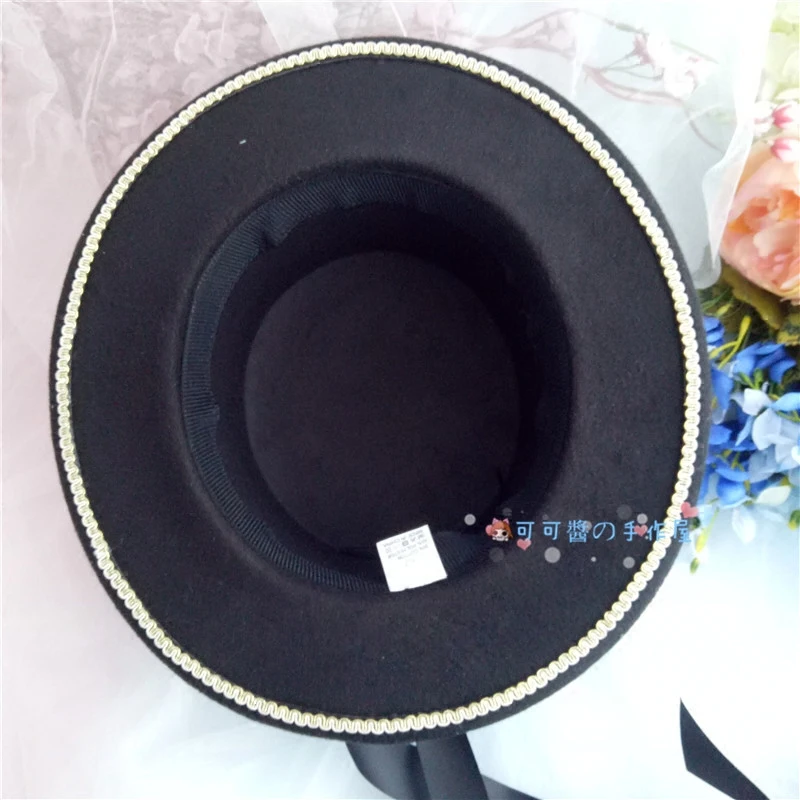 Lolita flat - topped wide - brimmed hat wool restoring ancient ways British gay men gentleman dress hats