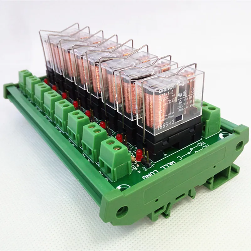 

8 Channels 1NO+ 1NC DIN Rail Mount 16A Power Relay Interface Module With G2R-1-E INPUT DC 24V PNP NPN Compatible