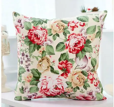 pastoral floral pattern cushion cover decorative square flower cotton lumbar pillow case indoor