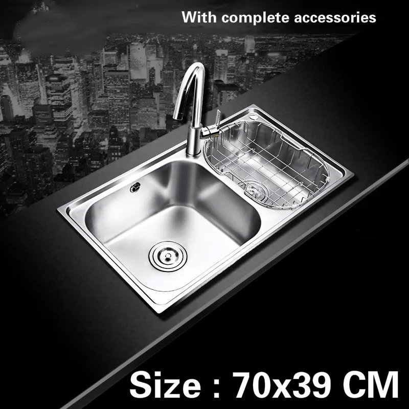 Free shipping Food grade 304 stainless steel kitchen sink 0.8 mm  double trough dishes 70x39 CM