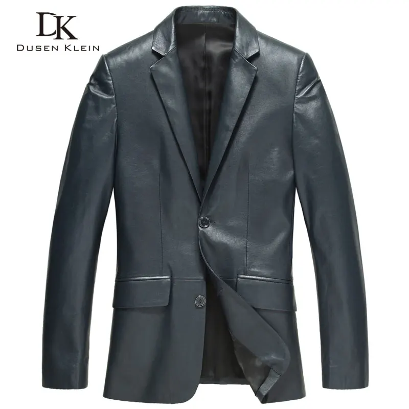 

Male leather Jacket Fashion Suit clothing Dusen Klein Brand genuine sheepskin Business male jacket black/Blue 13J1310