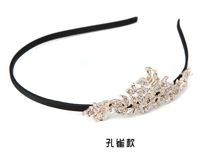 20pcs/lot korean style woman faux diamand headband peacock leaf pearl headwear