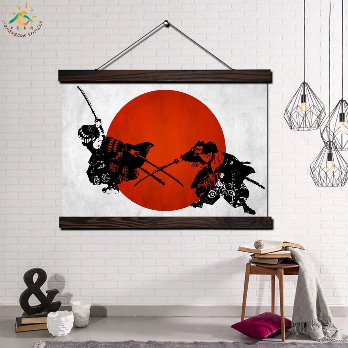 

Samurai Battler Red Sun Wall Art Canvas Prints Painting Frame Scroll Painting Poster Decorative Picture Art Print Wall Poster