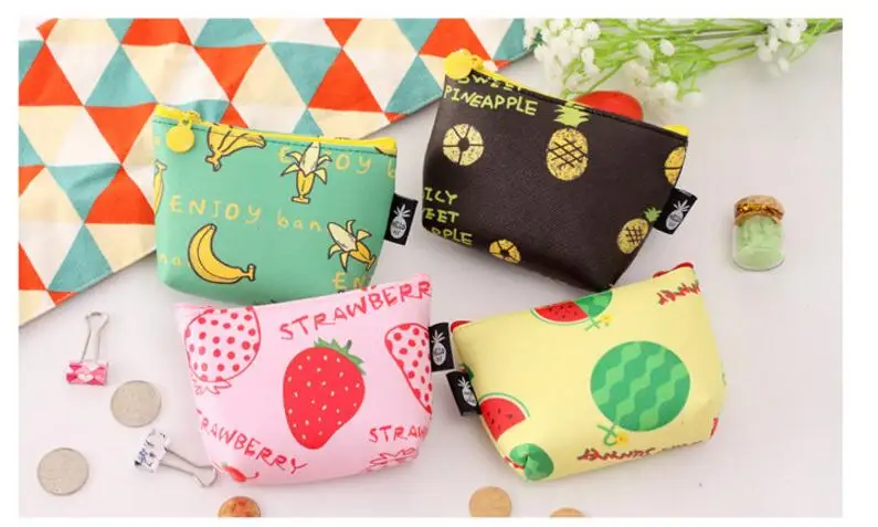 2022 new 100pcs/lot! 2022 Women Lovely Fruit Printing Zipper Short Wallets Fresh Style PU Leather Purse Wholesales