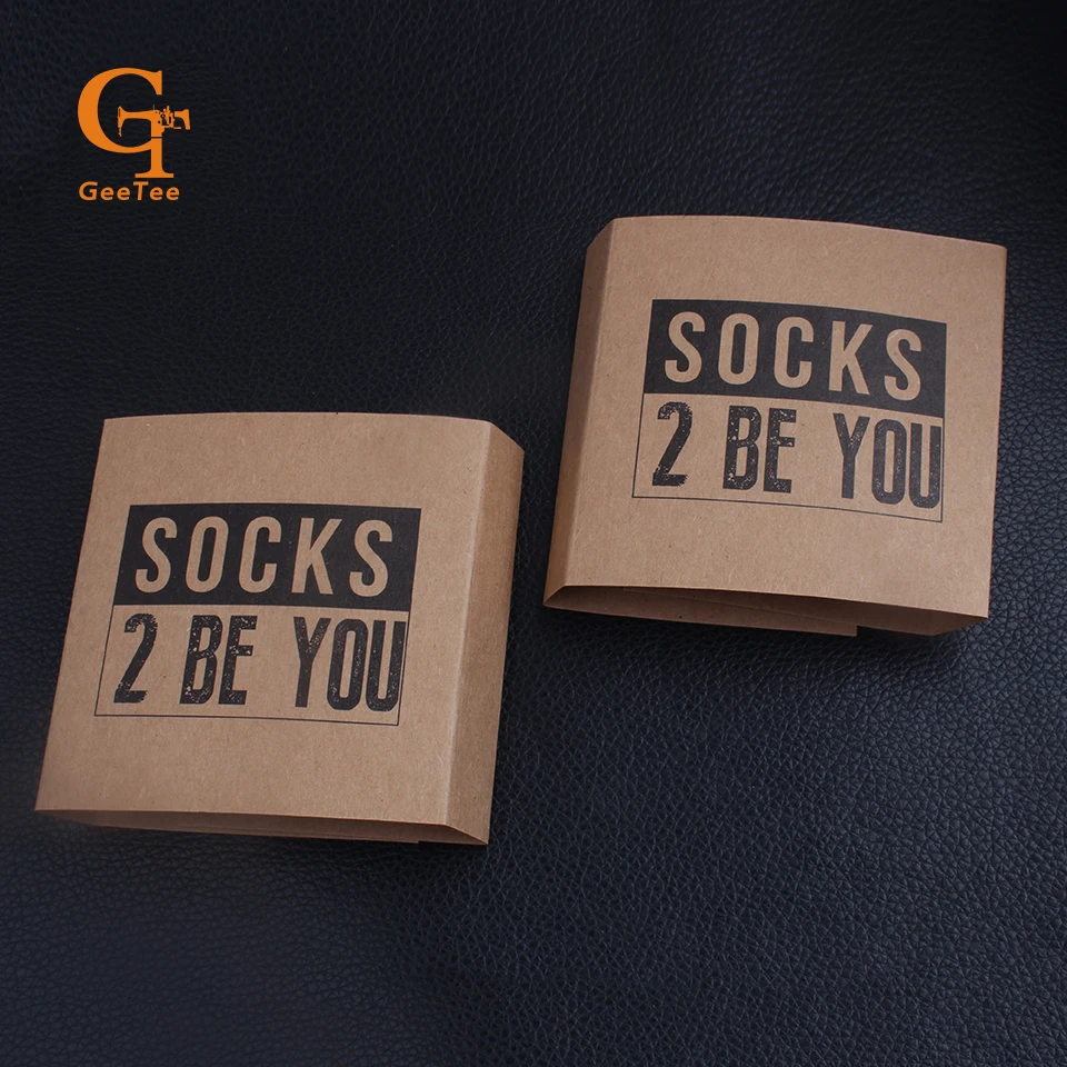 Custom logo brand name sock hair paper packaging labels, customized Brown Kraft paper wrap paper packaging,1000pcs/lot