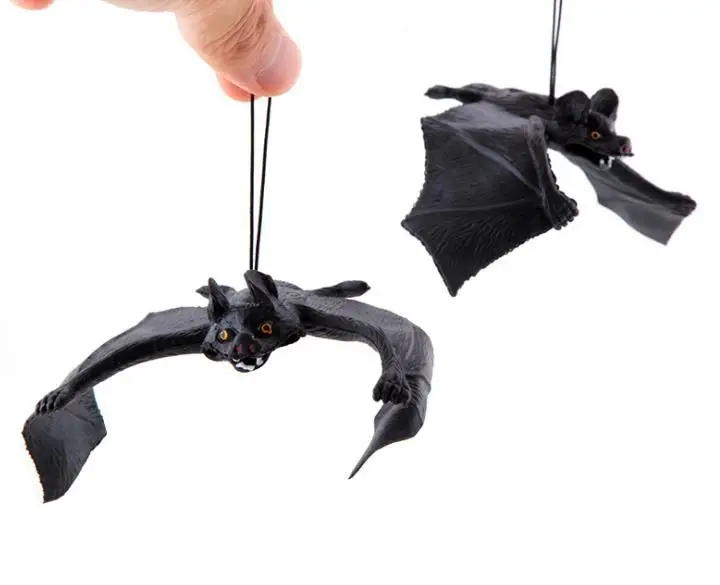 Halloween rubber bat hanging drooping 3D bats horror spooky party decoration props simulation lifelike animal black