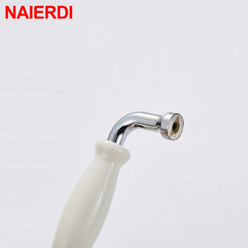 NAIERDI Modern Ceramic Cabinet Handles Zinc Alloy Drawer Knobs Bright Chrome Wardrobe Door Handles Furniture Handle 96mm/128mm