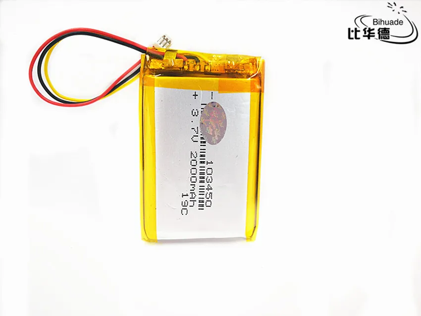 JST PH 1.0mm 3 pin Good Qulity 3.7V,2000mAH 103450 Polymer lithium ion / Li-ion battery for tablet pc BANK,GPS,mp3,mp4