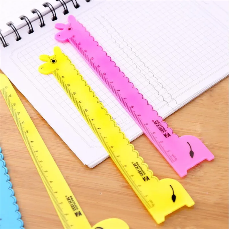 3Pcs/Lots 15Cm Cartoon Giraffe Elephant Ruler Student Study Supplies Stationery For Children Plastic Ruler