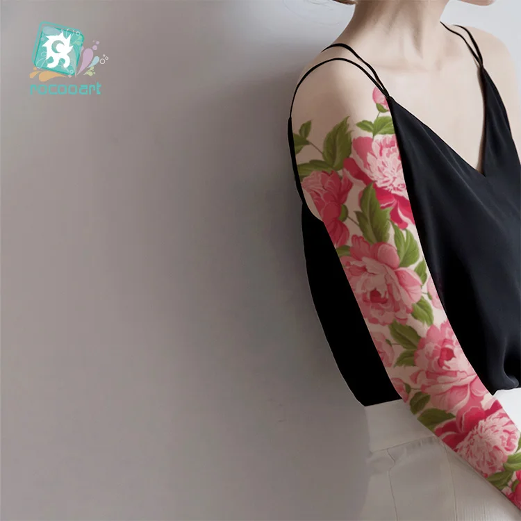 1pcs New 48*16cm Full Flower Arm Back Leg Tattoo Sticker Fish Peacock Temporary Body Paint Water Transfer Fake Tatoo sleeve