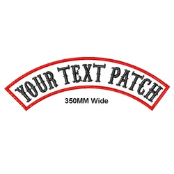 Custom 1 piece 350mm wide top or bottom Rocker Bike Patch embroidered name patches motorcycle iron on patches for Jackets back