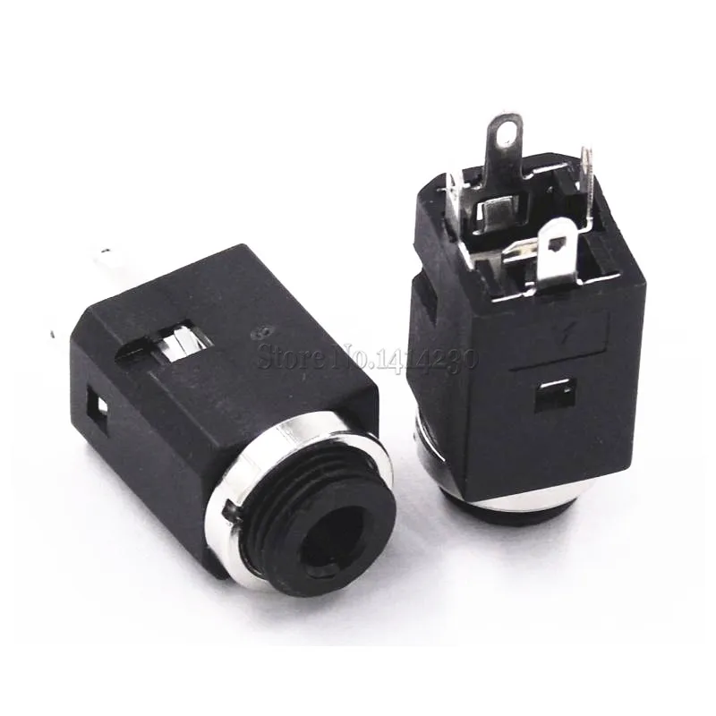 50Pcs 3.5MM Vertical socket 4Pin Stereo Female Socket Jack with Screw 3.5 Audio Headphone Connector PJ-341 3 Poles Earphone Hole